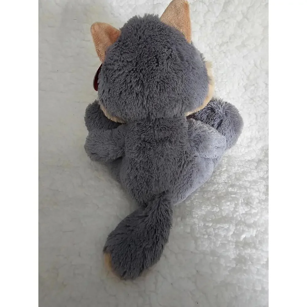 New Aurora Taddle Toes Plush Eclipse Wolf Big Feet Sitting Husky Gray/Brown 9" - Picture 5 of 11